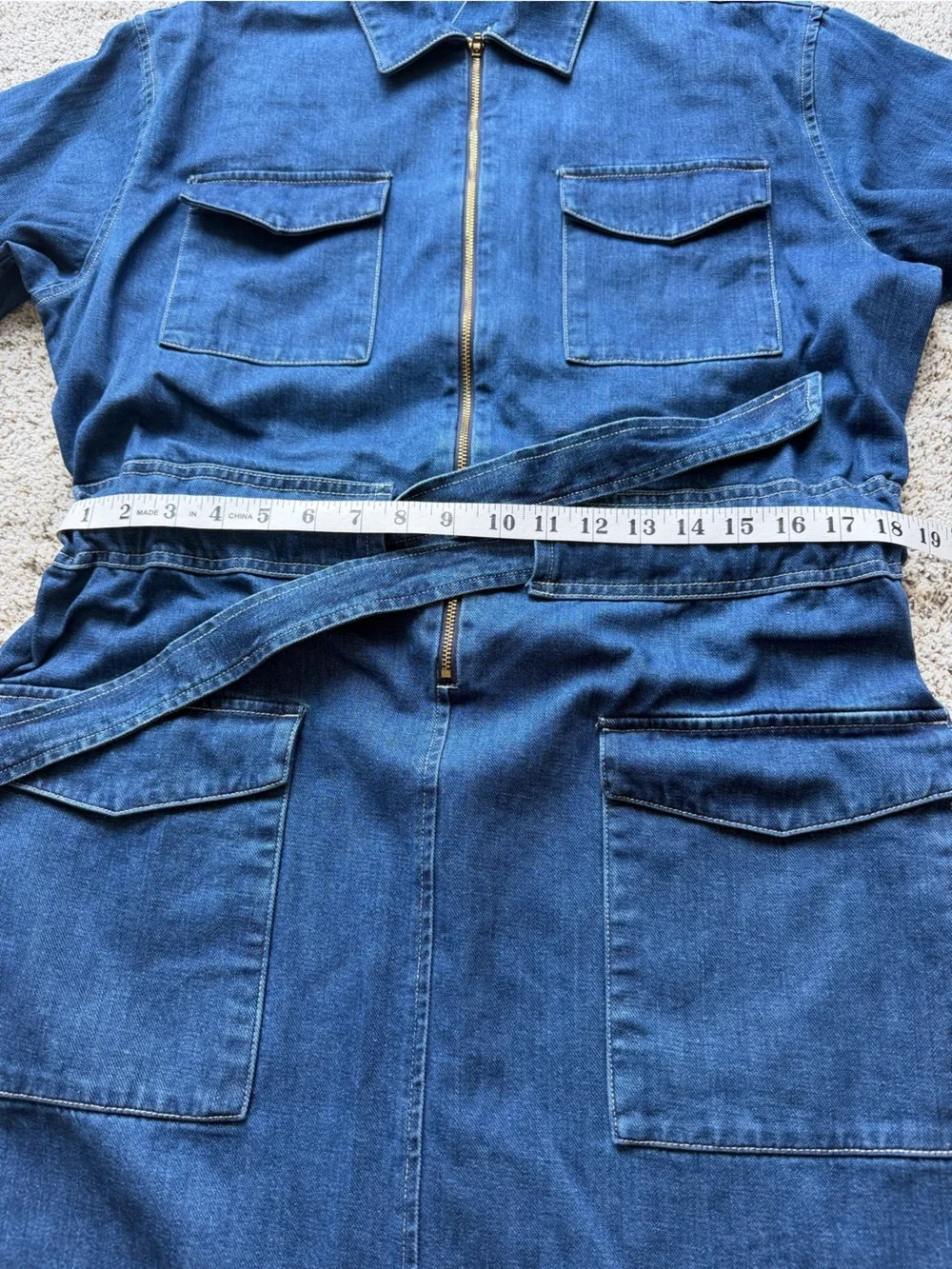 J.Crew Denim Utility Shirt Dress Zip Front Tie Waist Size 10 NWT $178